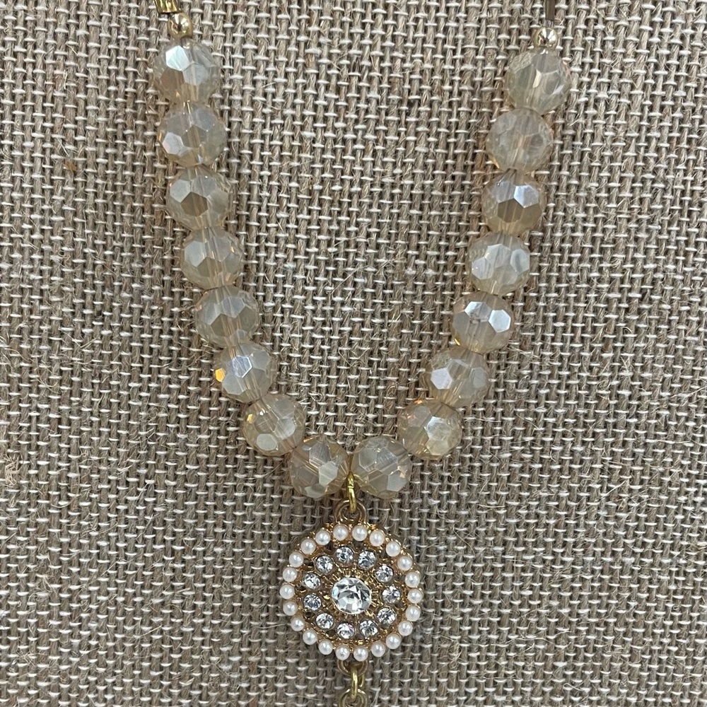 Pearls and crystals and gold leaf oh my! This 14” beauty is a show stopper!